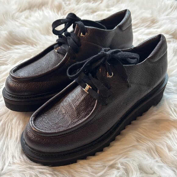 Salvatore Ferragamo Brown Chunky lace-up Oxford Shoes Size 11 - Picture 1 of 10